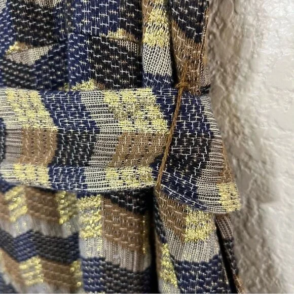 Ace & Jig Jumpsuit Metallic Jacquard Wide Leg Gold Belted Sleeveless Size L - Picture 11 of 14